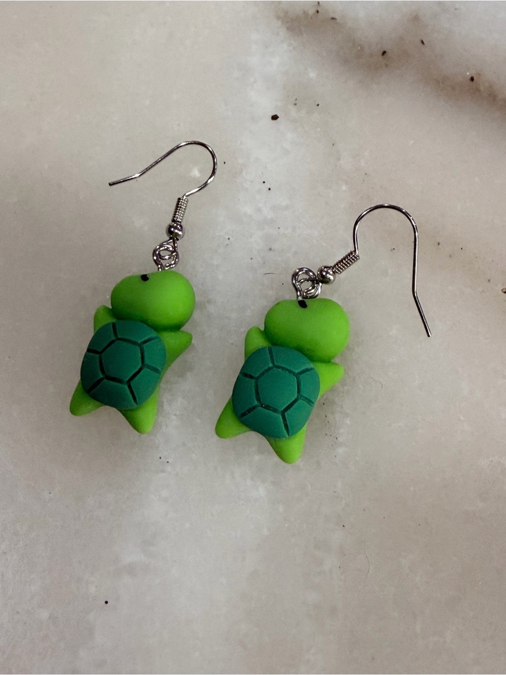 Cute Green Turtle Dangle Earrings Handmade Novelty Jewelry